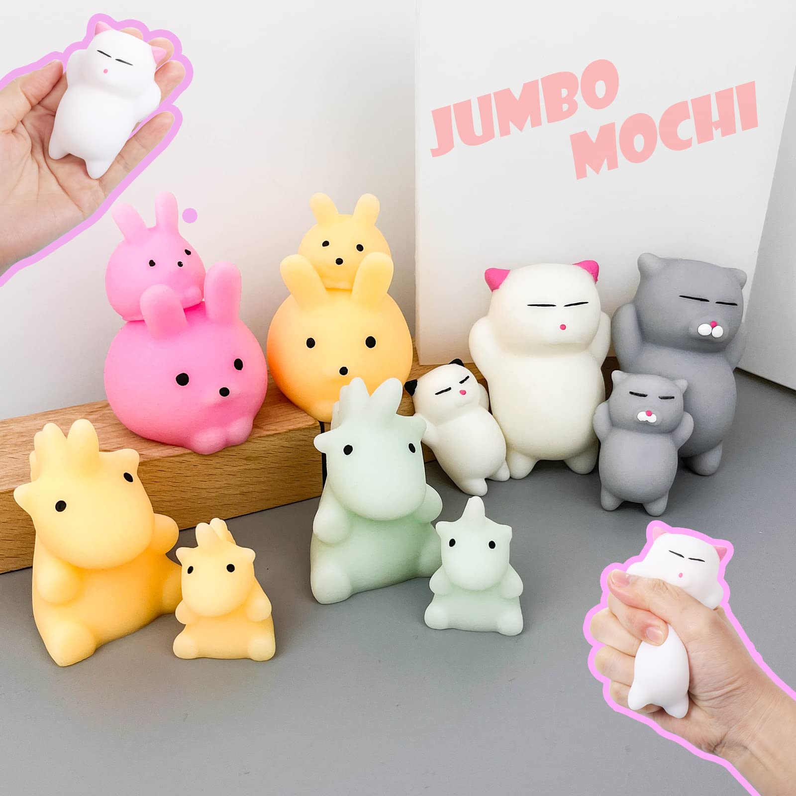 Squishies Mochi Squishy Toy 12Pcs Jumbo & MiniParty Favors for Kids Stress Reliever Anxiety ToysMini Kawaii Fidget ToysPinata Stuffers FillerEaster Basket StuffersValentines Sock Stuffers