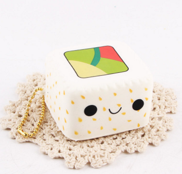 Squishy Realistic Square Sushi Stress Relief Keychain