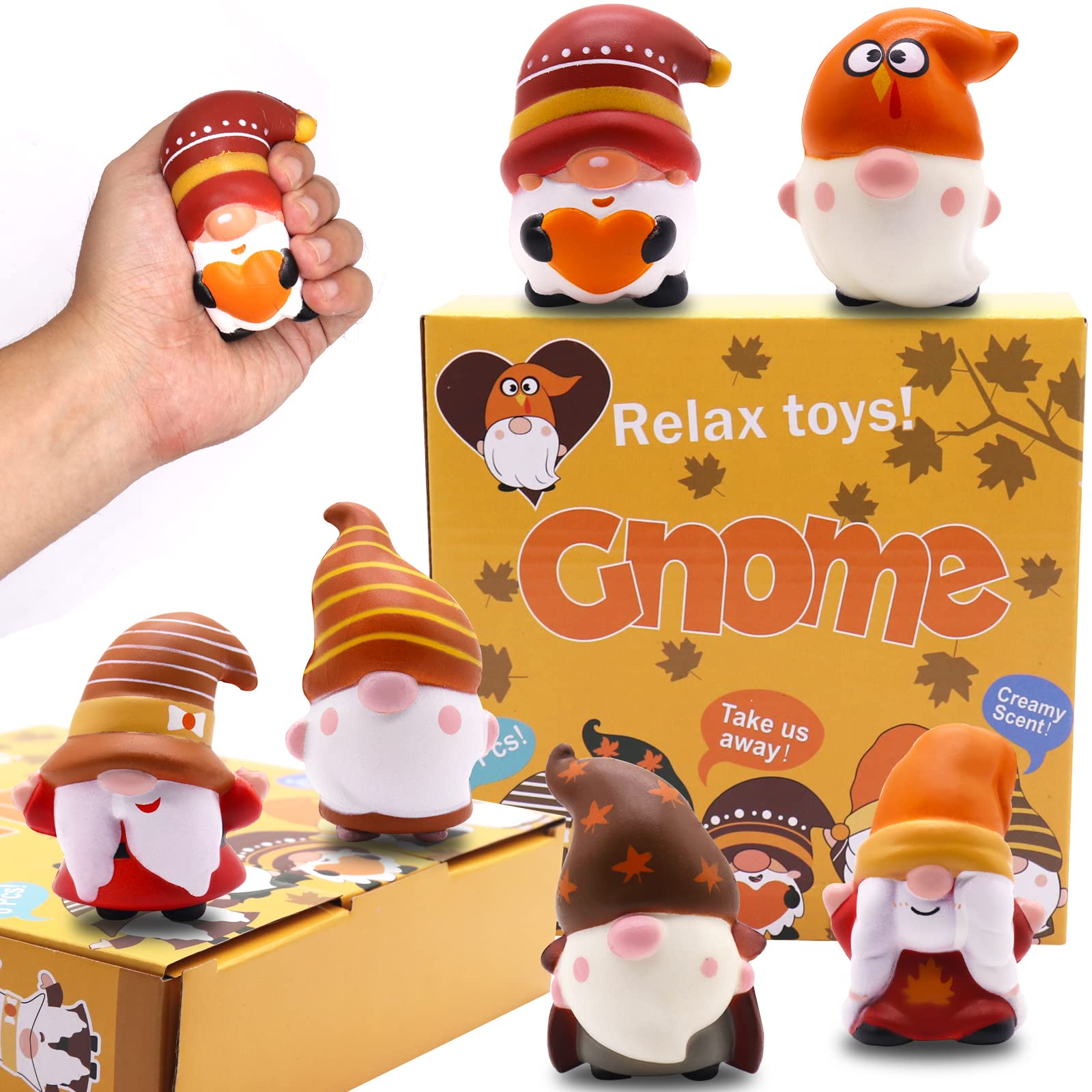 JOINBO Thanksgiving Gnomes Squishies Toys for Kids6 Pack Thanksgiving Party Favor Set Slow Rising Stress Relief Super Soft Squeeze Gift for Boys Girls