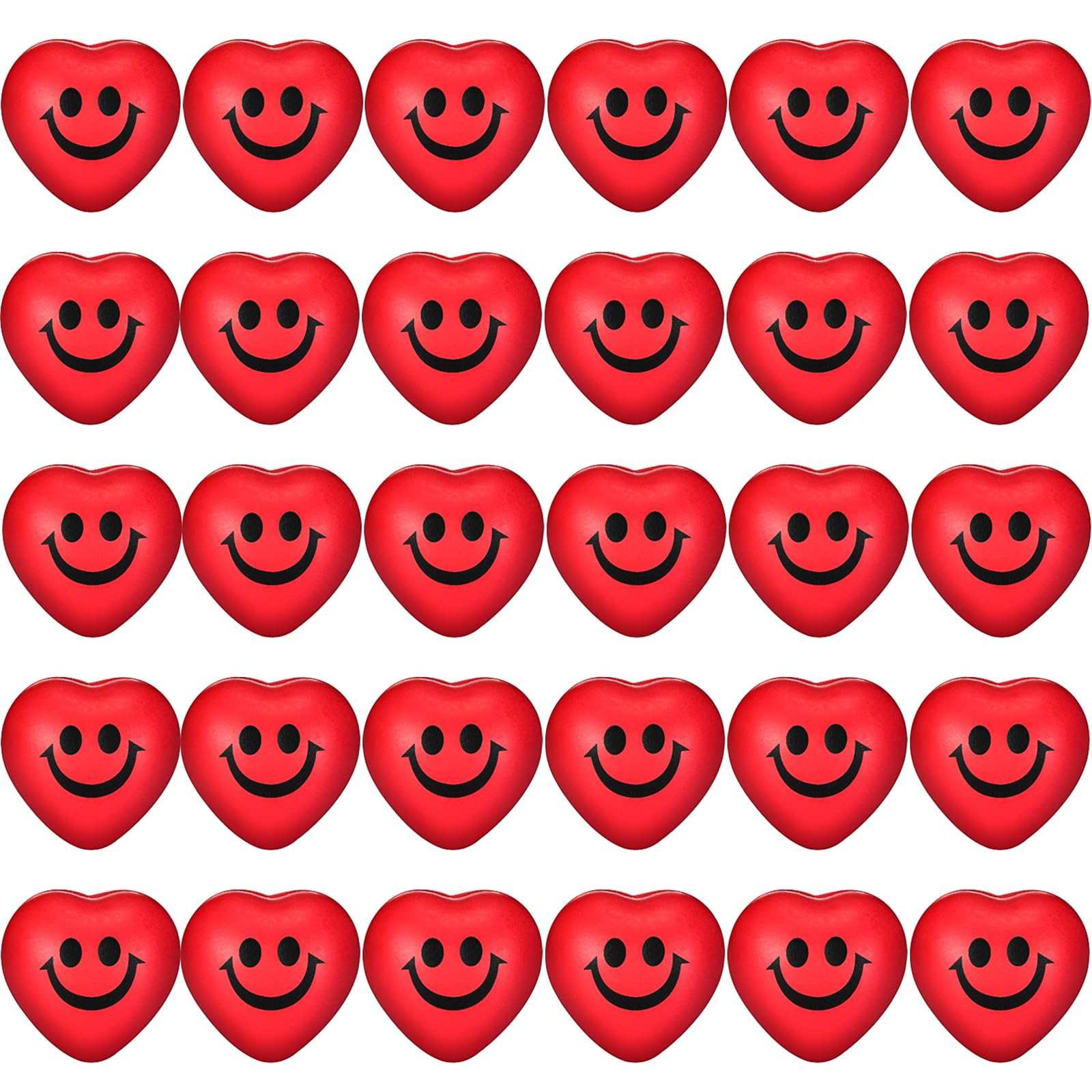 30 Pieces Heart Stress Balls Smile Funny Face Stress Balls Mini Foam Ball Stress Relief Smile Balls for School Carnival Reward Valentine Party Bag Gift Fillers (Red)