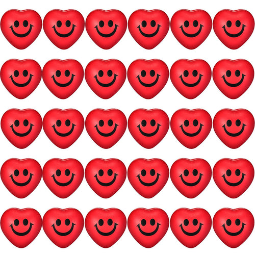 30 Pieces Heart Stress Balls Smile Funny Face Stress Balls Mini Foam Ball Stress Relief Smile Balls for School Carnival Reward Valentine Party Bag Gift Fillers (Red)