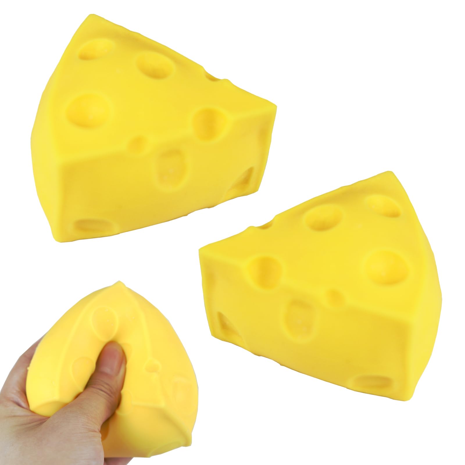 2 Pcs Cheese Squishy Cheese Stress Ball Squeezing Stress Relief Toy for Birthday Gifts Partied Decoration Etc.